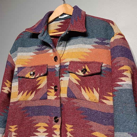 Boho Staccato Pattern Oversized Jacket (Women's Size Small) - Picture 2 of 6